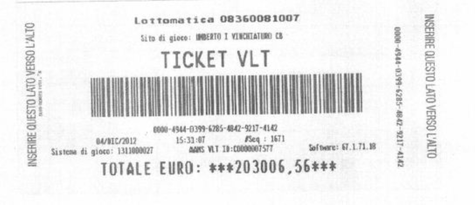 Vinchiaturo, vinti 203mila euro alla slot machine