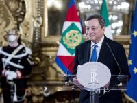 Former President of the European Central Bank Mario Draghi delivers a speech after a meeting with Italian President Sergio Mattarella at the Quirinale Palace for consultations to form new government following the resignation of Prime Minister Giuseppe Conte, in Rome, Italy, 03 February 2021. ROBERTO MONALDO/LAPRESSE/POOL/ANSA