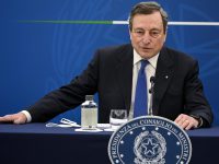 Italian Prime Minister, Mario Draghi, attends a press conference on plan to fight Coronavirus Covid-19 pandemic, Rome, Italy, 08 April 2021. 
ANSA/RICCARDO ANTIMIANI