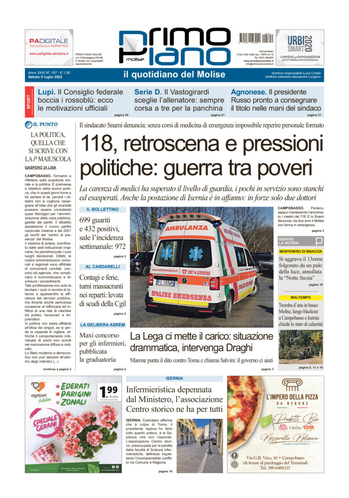 L’edizione completa di Primo Piano Molise del 9 luglio
