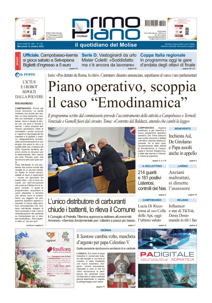 L’edizione completa di Primo Piano Molise del 12 ottobre