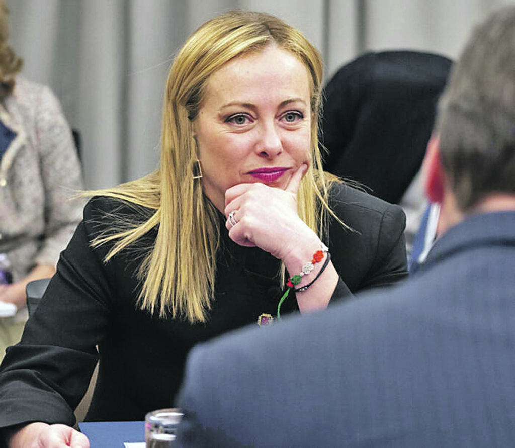 Italian Premier, Giorgia Meloni (L), with the President of the Republic of Serbia, Aleksandar Vucic, during the EU-Western Balkans Summit in Tirana, Albania, 06 December 2022.   NPK    ANSA / Filippo Attili - Chigi Palace Press Office handout  +++ ANSA PROVIDES ACCESS TO THIS HANDOUT PHOTO TO BE USED SOLELY TO ILLUSTRATE NEWS REPORTING OR COMMENTARY ON THE FACTS OR EVENTS DEPICTED IN THIS IMAGE; NO ARCHIVING; NO LICENSING +++