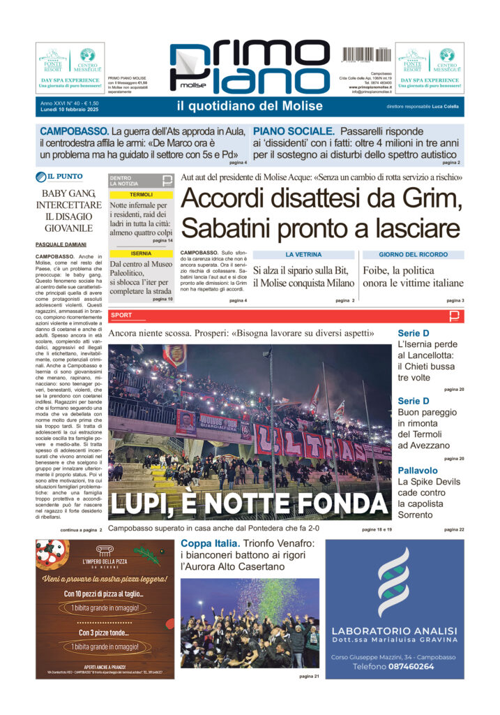 L’edizione completa di Primo Piano Molise del 10 febbraio