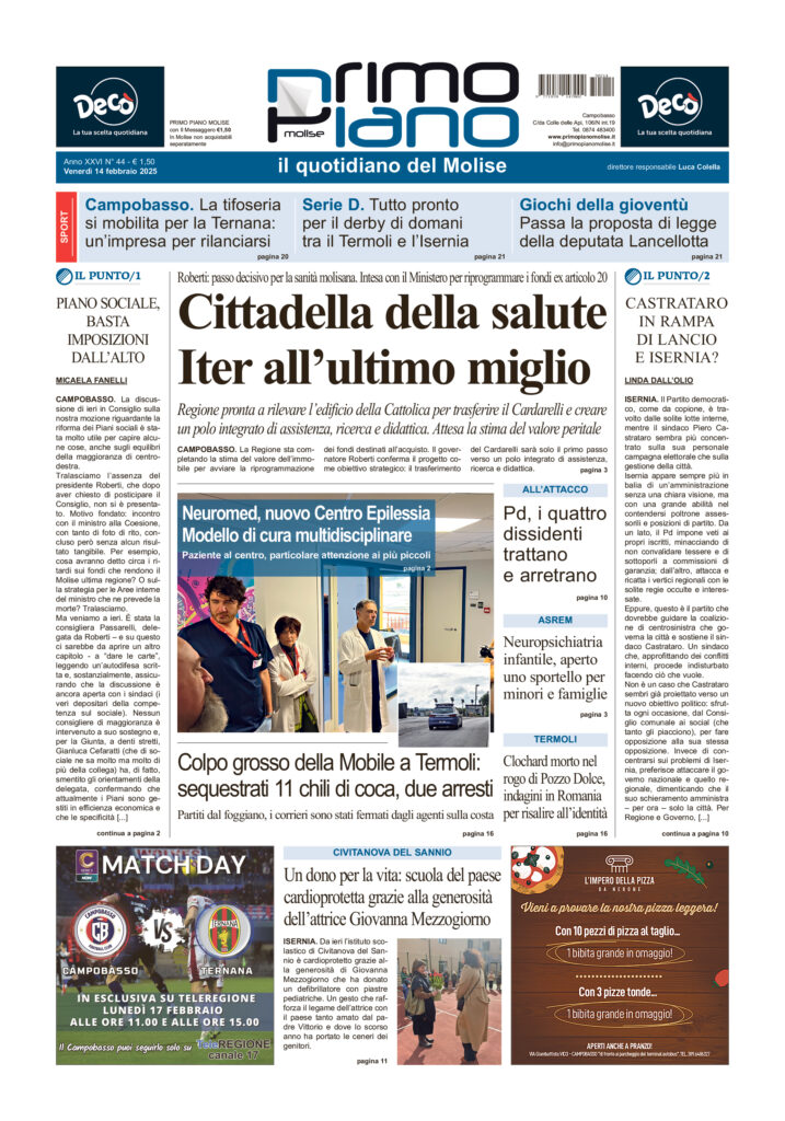 L’edizione completa di Primo Piano Molise del 14 febbraio
