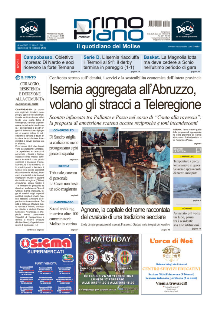 L’edizione completa di Primo Piano Molise del 16 febbraio