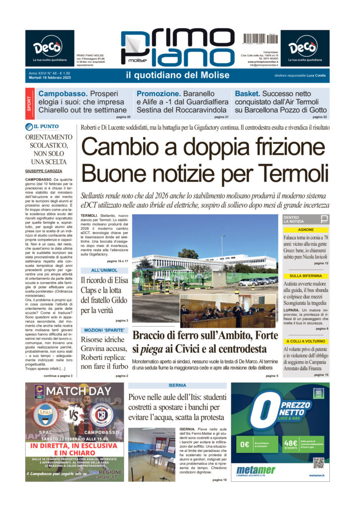 L’edizione completa di Primo Piano Molise del 18 febbraio