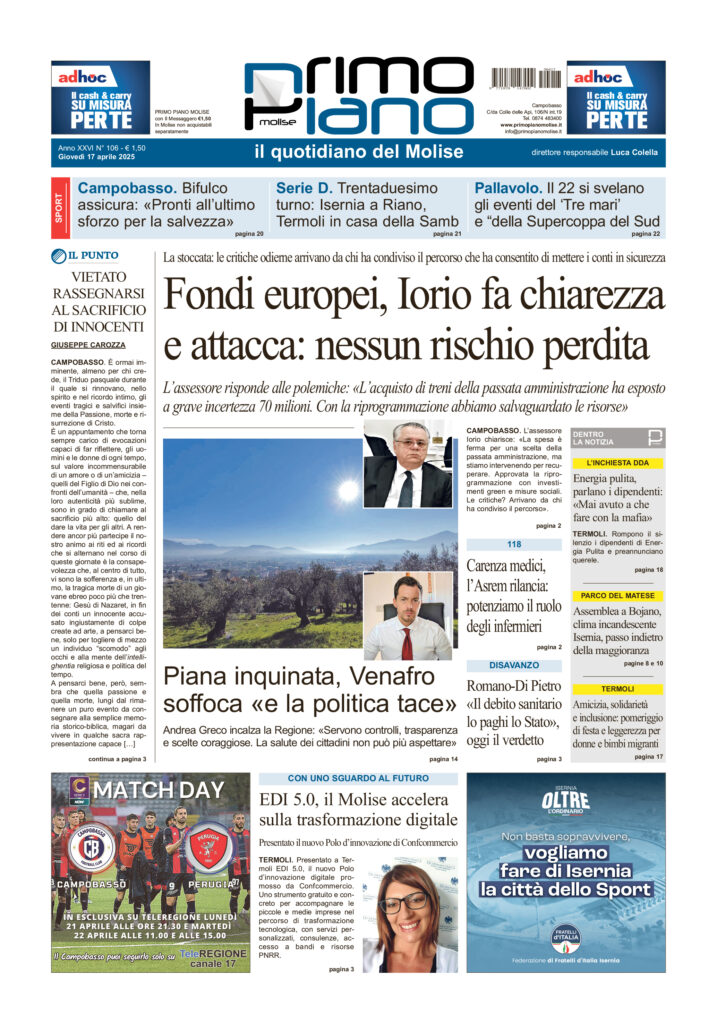 La prima pagina dell’edizione in edicola oggi
