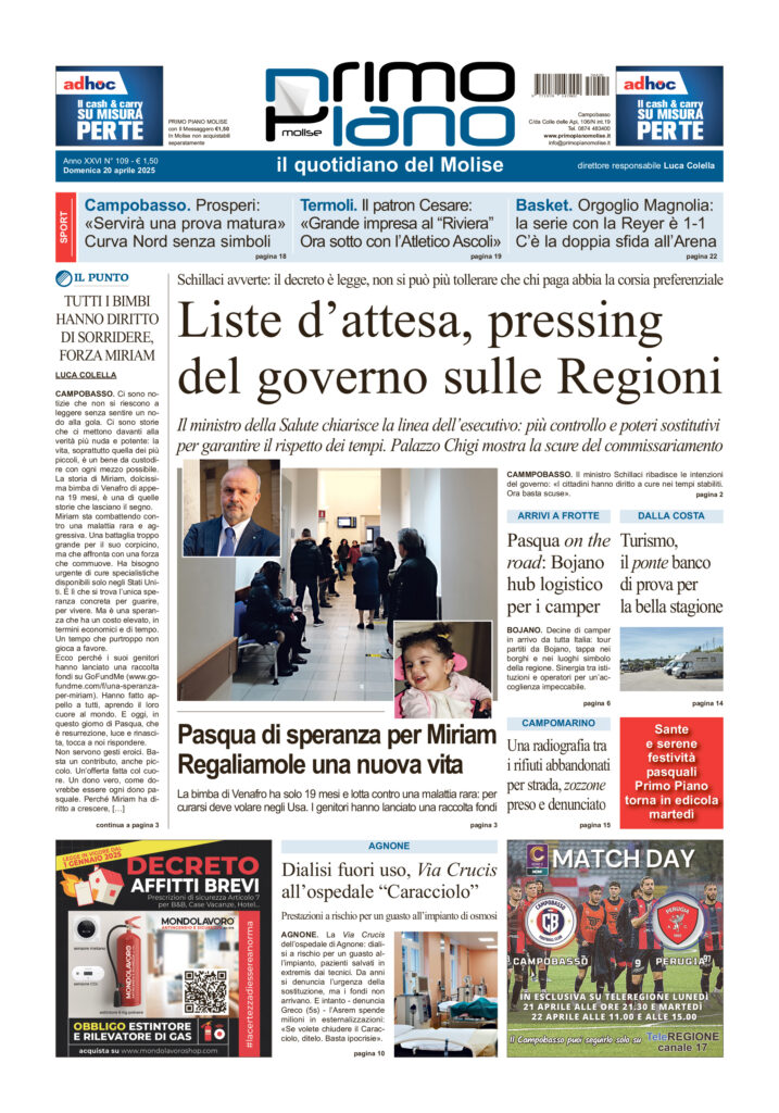 L’edizione completa di Primo Piano Molise del 20 aprile