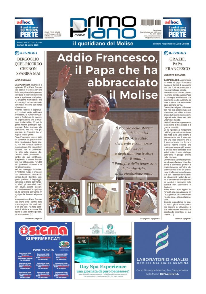 La prima pagina dell’edizione in edicola oggi