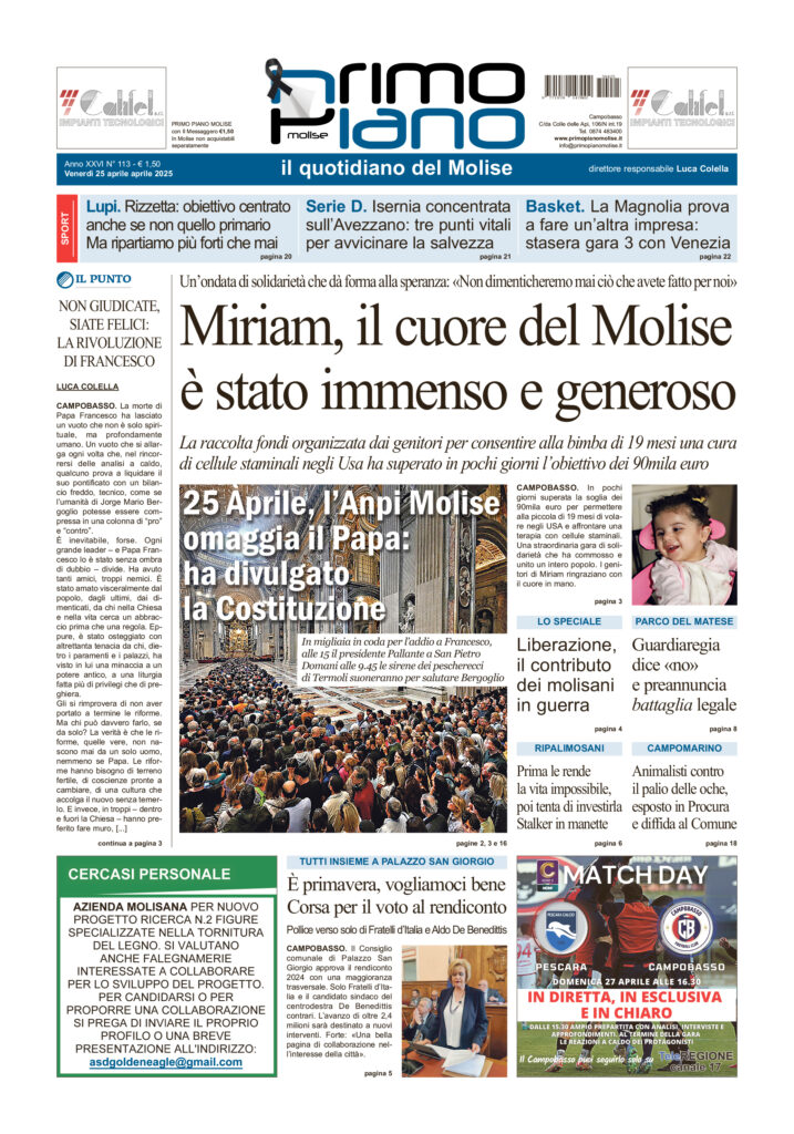 L’edizione completa di Primo Piano Molise del 25 aprile