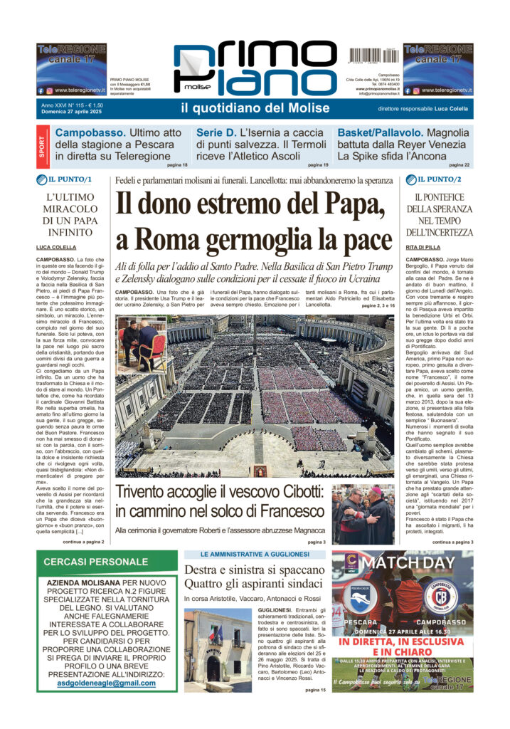 L’edizione completa di Primo Piano Molise del 27 aprile