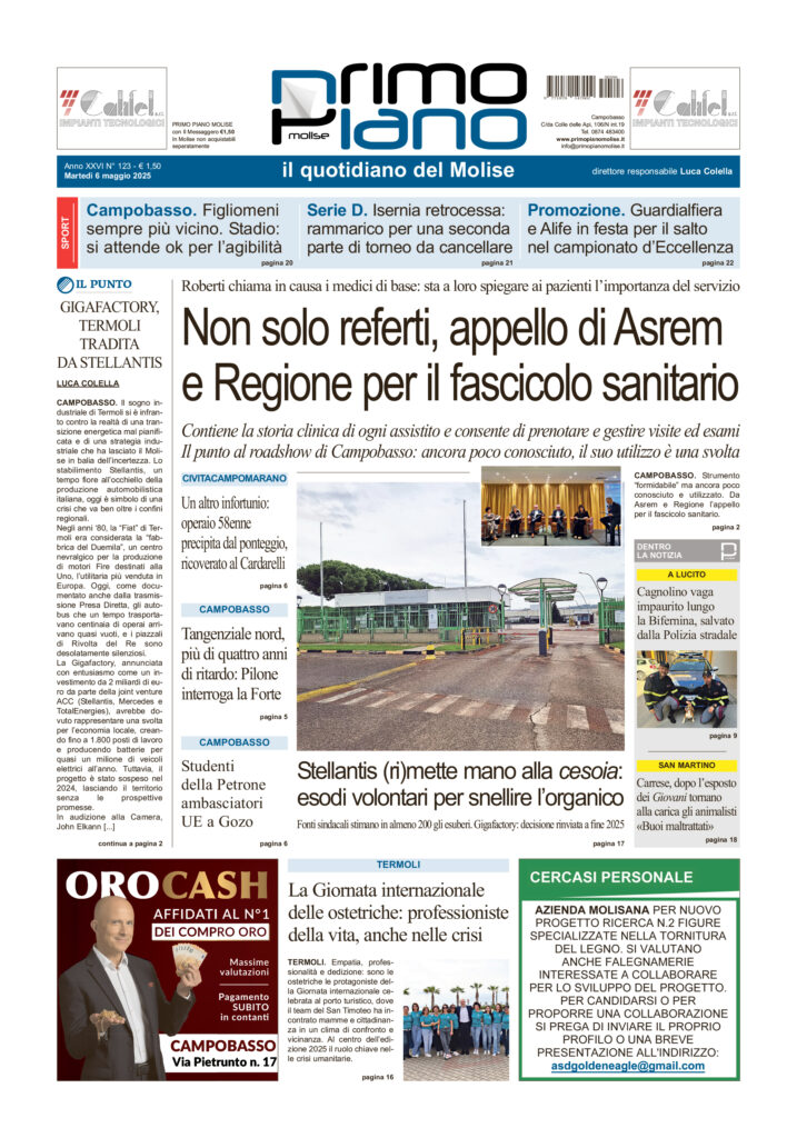 L’edizione completa di Primo Piano Molise del 6 maggio