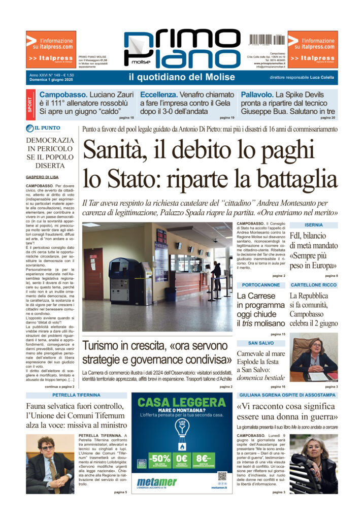 L’edizione completa di Primo Piano Molise del 1° giugno