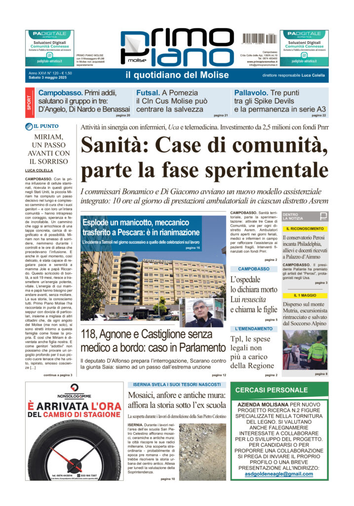 L’edizione completa di Primo Piano Molise del 3 maggio