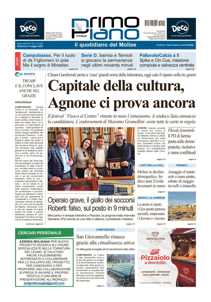 La prima pagina dell’edizione in edicola oggi