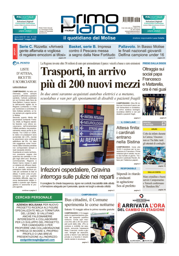 L’edizione completa di Primo Piano Molise del 7 maggio