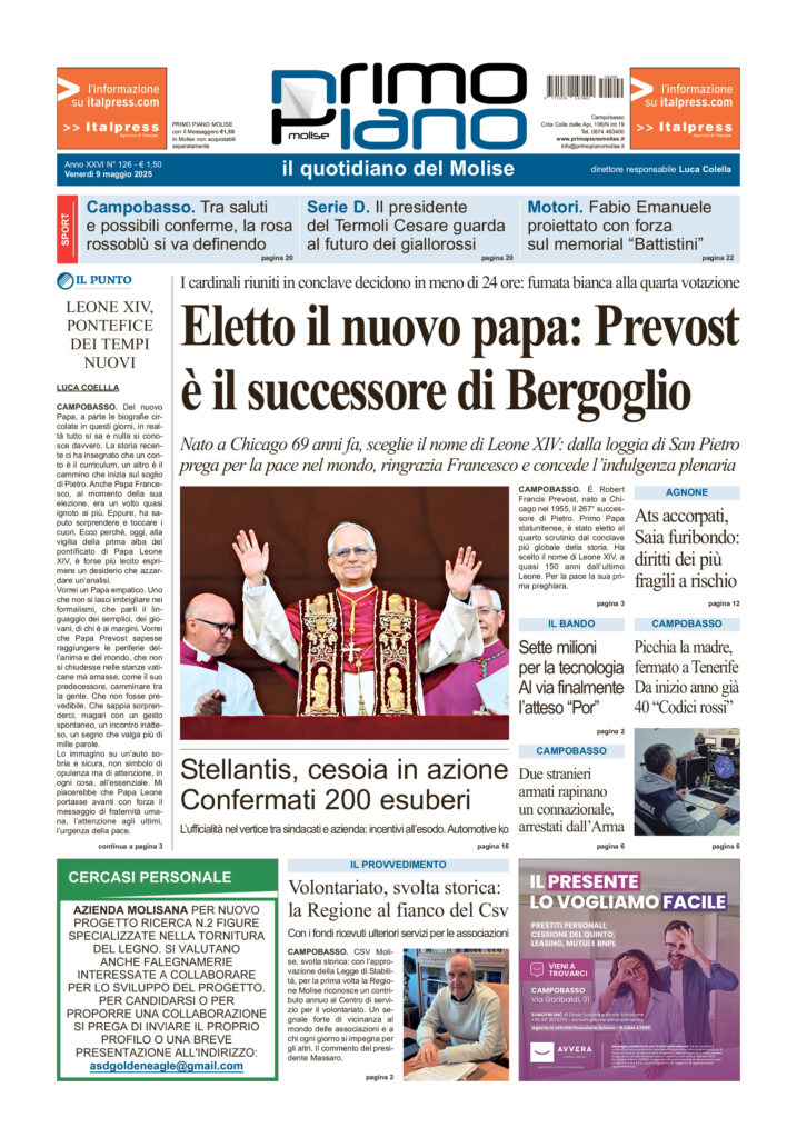 L’edizione completa di Primo Piano Molise del 9 maggio