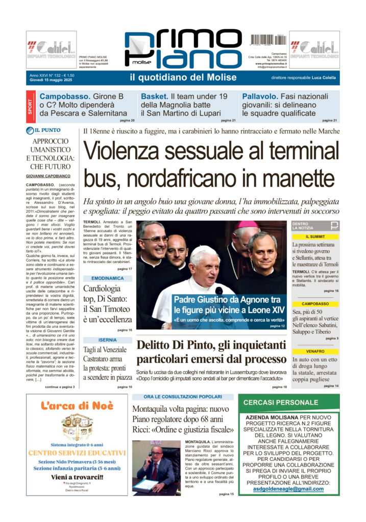 La prima pagina dell’edizione in edicola oggi