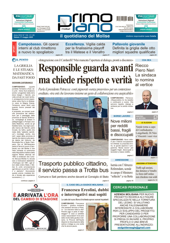 L’edizione completa di Primo Piano Molise del 17 maggio