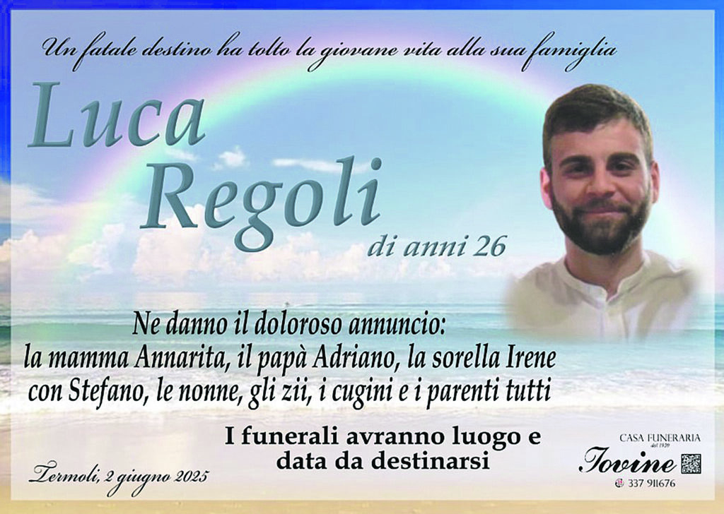 La Procura dispone l’autopsia sui resti di Luca Regoli