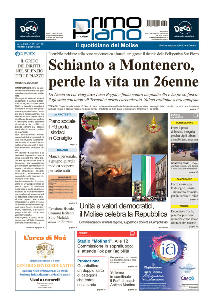 L’edizione completa di Primo Piano Molise del 3 giugno