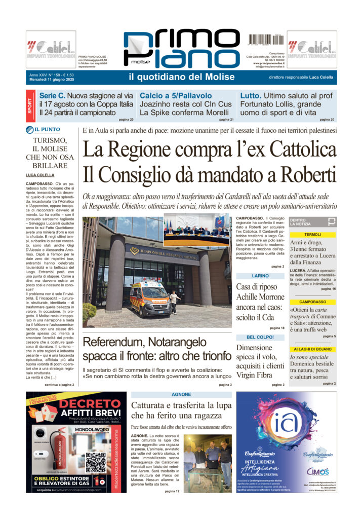L’edizione completa di Primo Piano Molise dell’11 giugno
