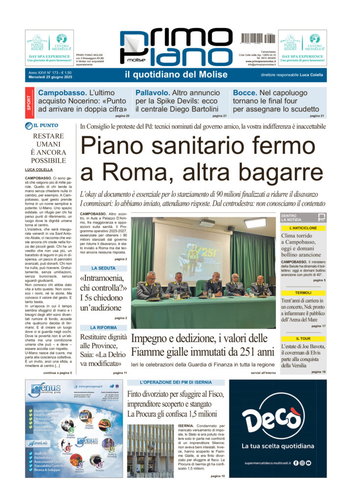 L’edizione completa di Primo Piano Molise del 25 giugno