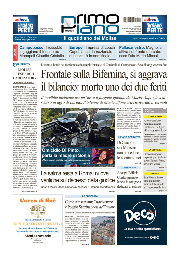 L’edizione completa di Primo Piano Molise del 26 giugno