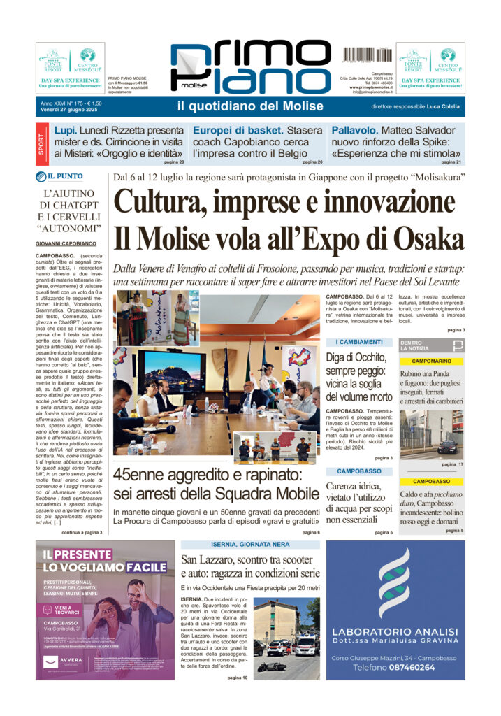 L’edizione completa di Primo Piano Molise del 27 giugno