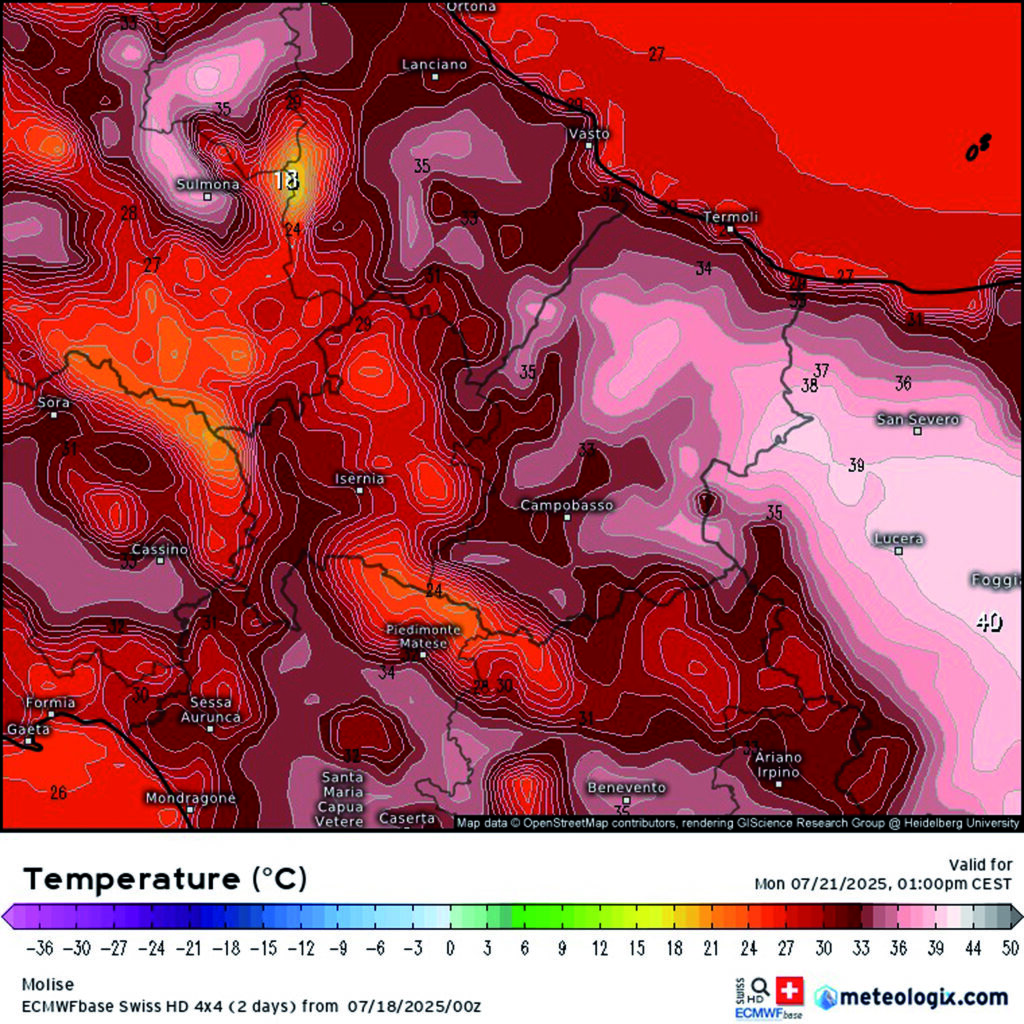 Molise nella morsa del caldo, previsti picchi fino a 40 gradi