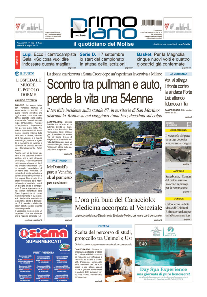 L’edizione completa di Primo Piano Molise del 4 luglio