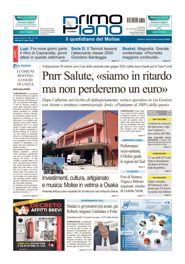 L’edizione completa di Primo Piano Molise dell’8 luglio