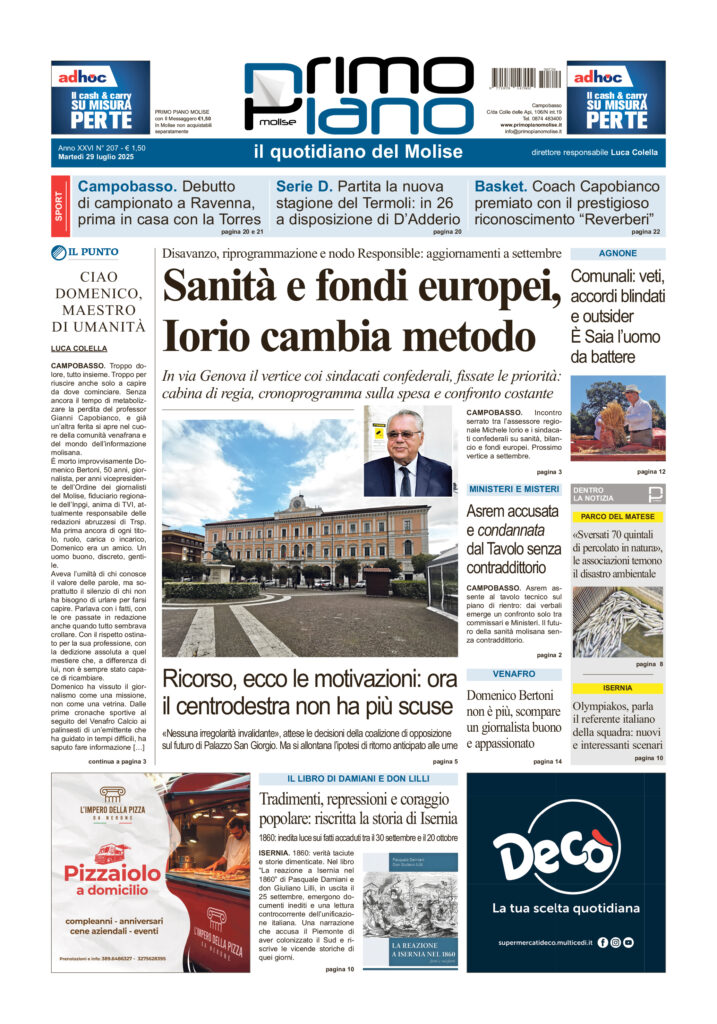 L’edizione completa di Primo Piano Molise del 29 luglio