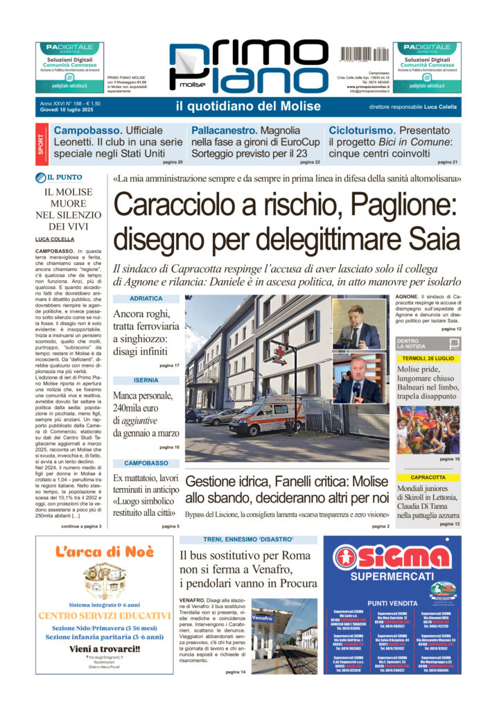 L’edizione completa di Primo Piano Molise del 10 luglio