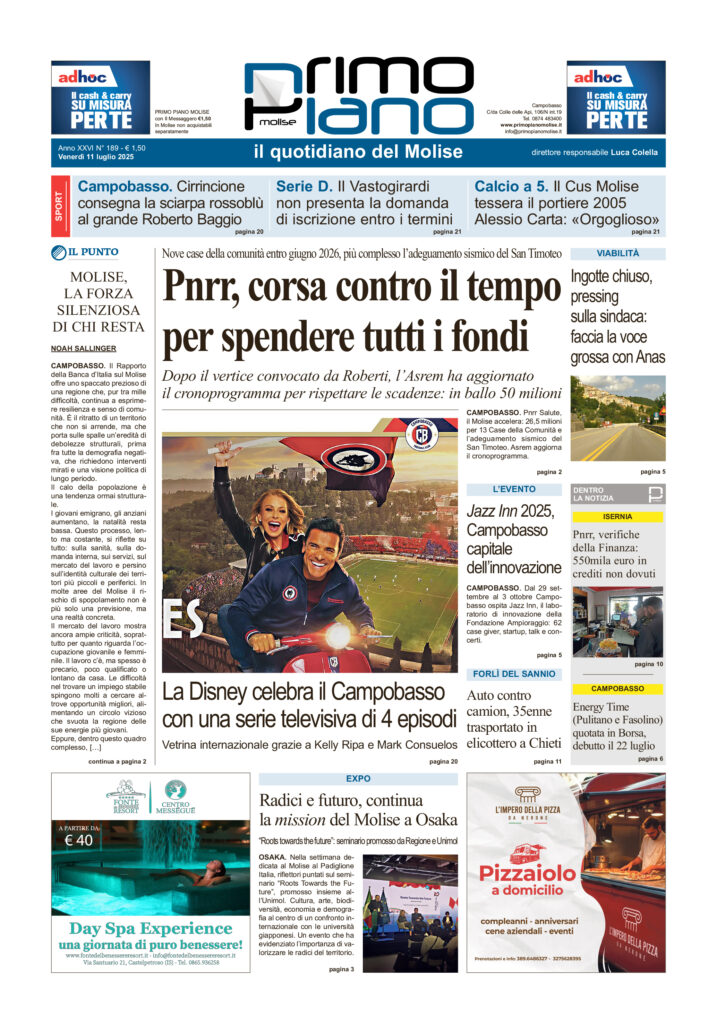 L’edizione completa di Primo Piano Molise dell’11 luglio