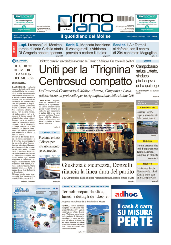 L’edizione completa di Primo Piano Molise del 12 luglio