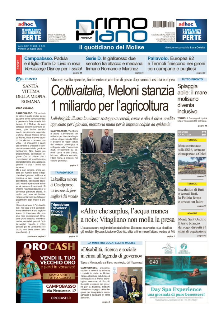 L’edizione completa di Primo Piano Molise del 25 luglio