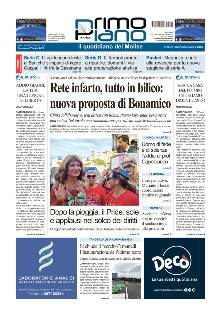 L’edizione completa di Primo Piano Molise del 27 luglio