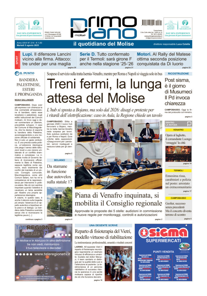 L’edizione completa di Primo Piano Molise del 5 agosto