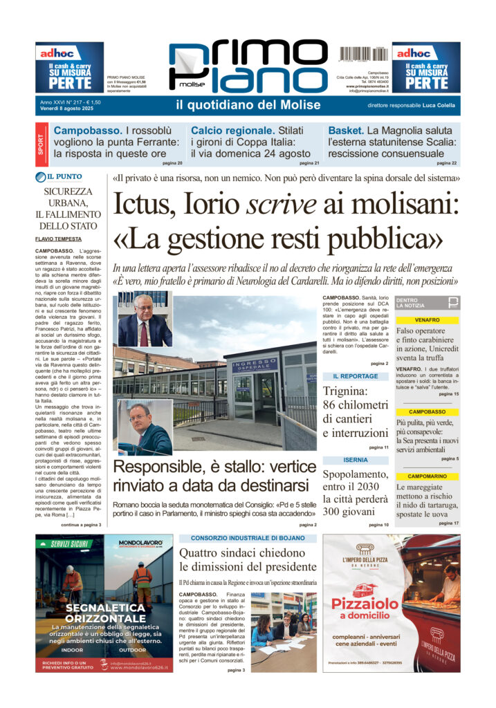 L’edizione completa di Primo Piano Molise dell’8 agosto