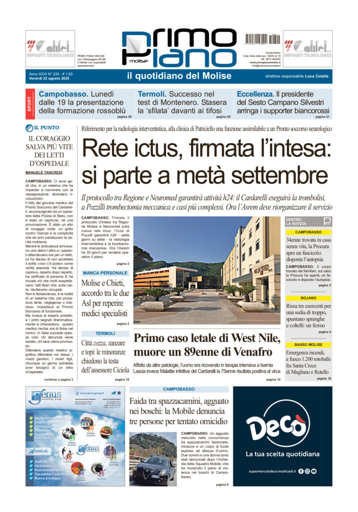 L’edizione completa di Primo Piano Molise del 22 agosto