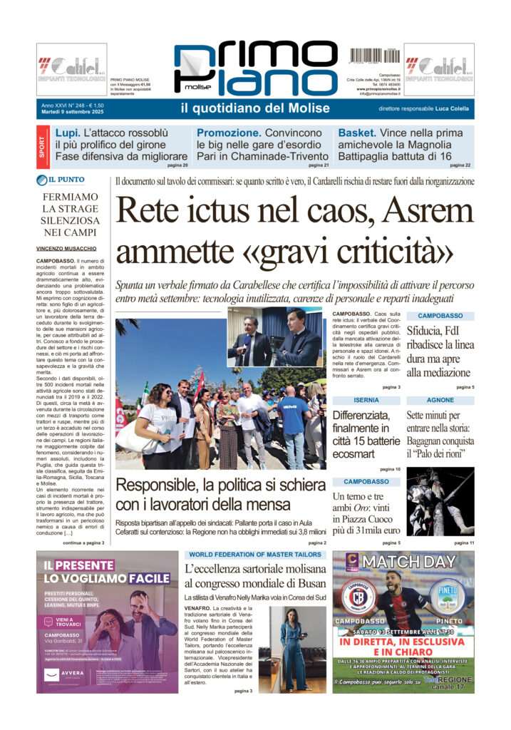 L’edizione completa di Primo Piano Molise del 9 settembre