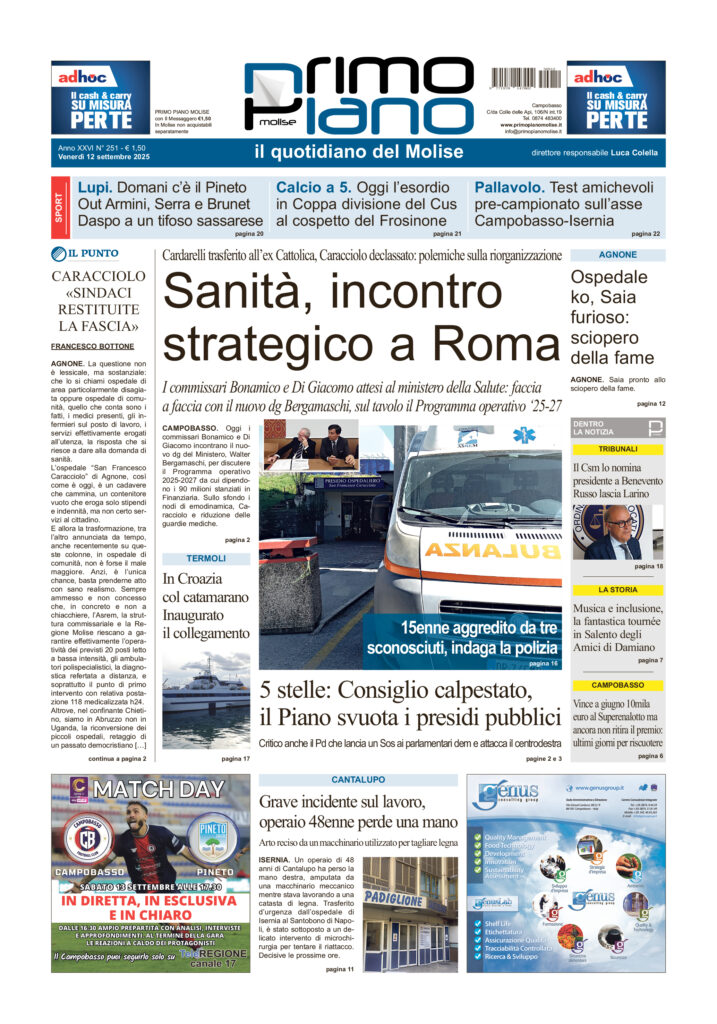 L’edizione completa di Primo Piano Molise del 12 settembre