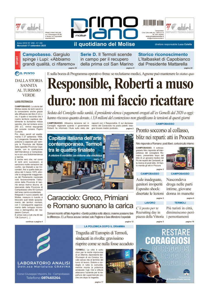 L’edizione completa di Primo Piano Molise del 17 settembre