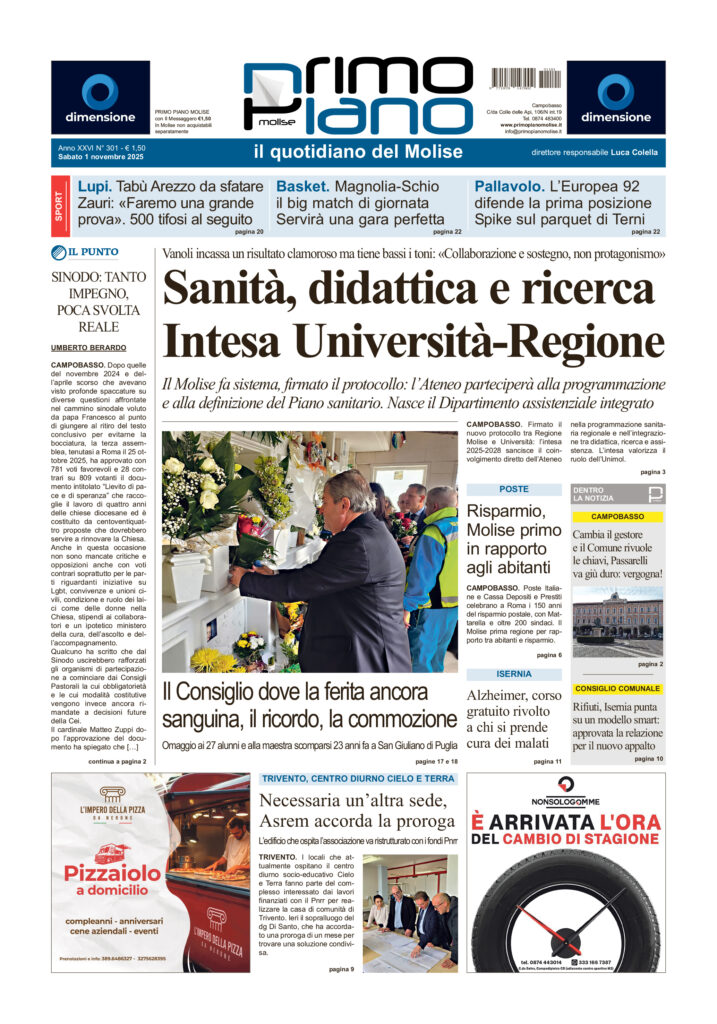 L’edizione completa di Primo Piano Molise del 1° novembre
