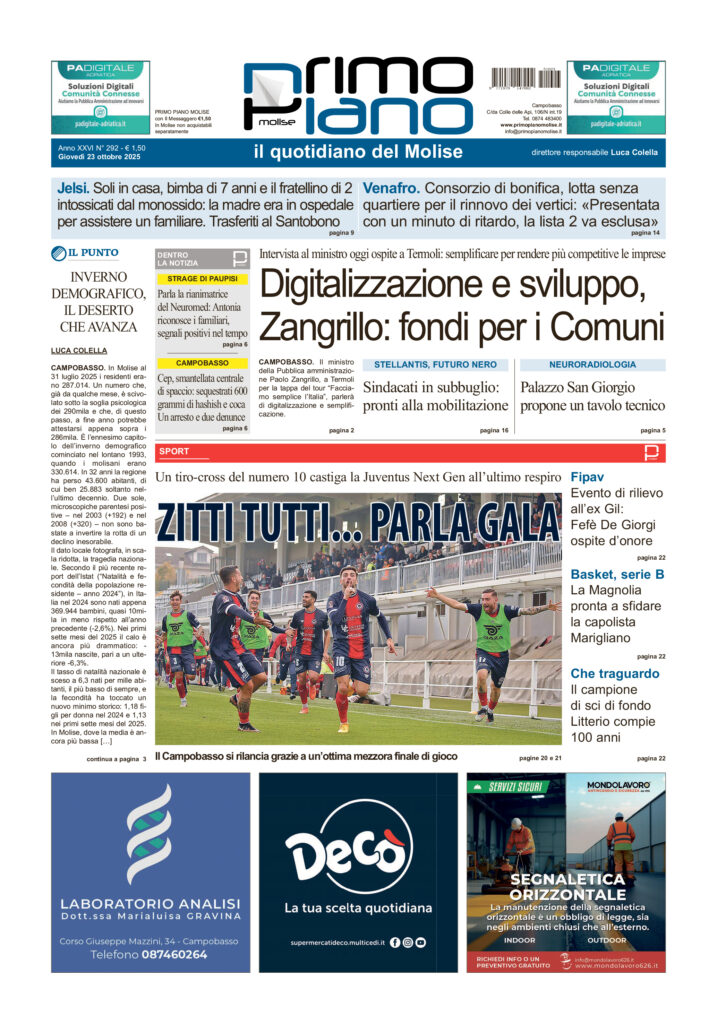 L’edizione completa di Primo Piano Molise del 23 ottobre