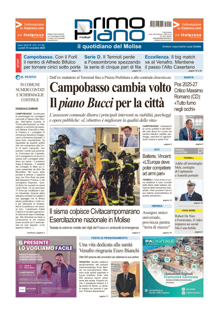 La prima pagina dell’edizione in edicola oggi