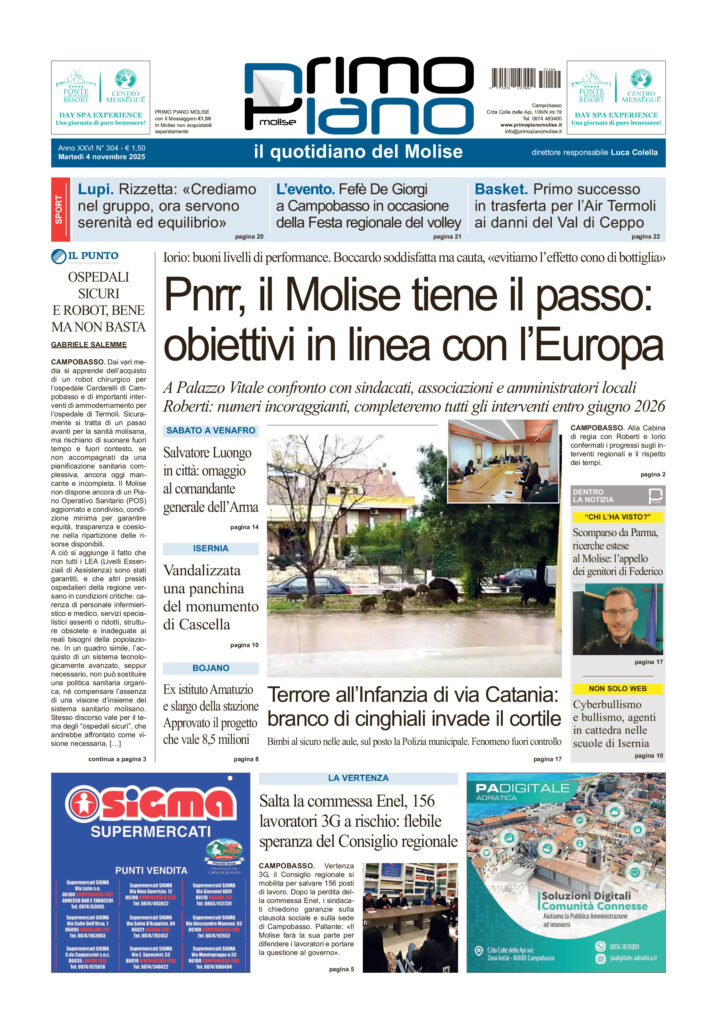 L’edizione completa di Primo Piano Molise del 4 novembre