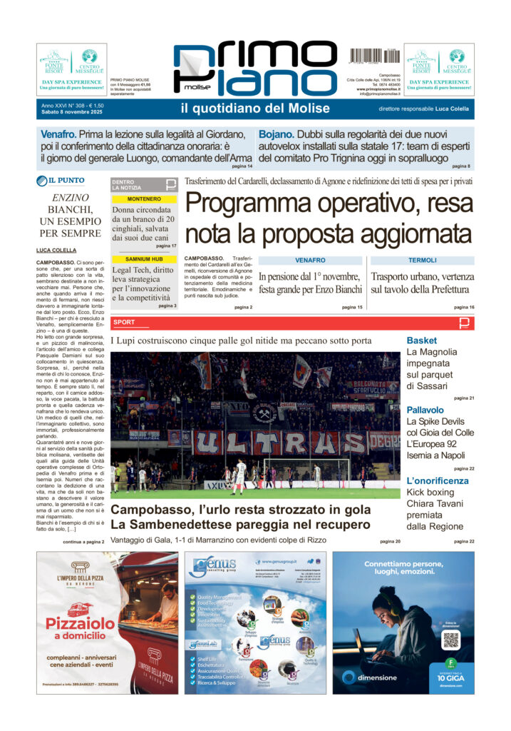 La prima pagina dell’edizione in edicola oggi