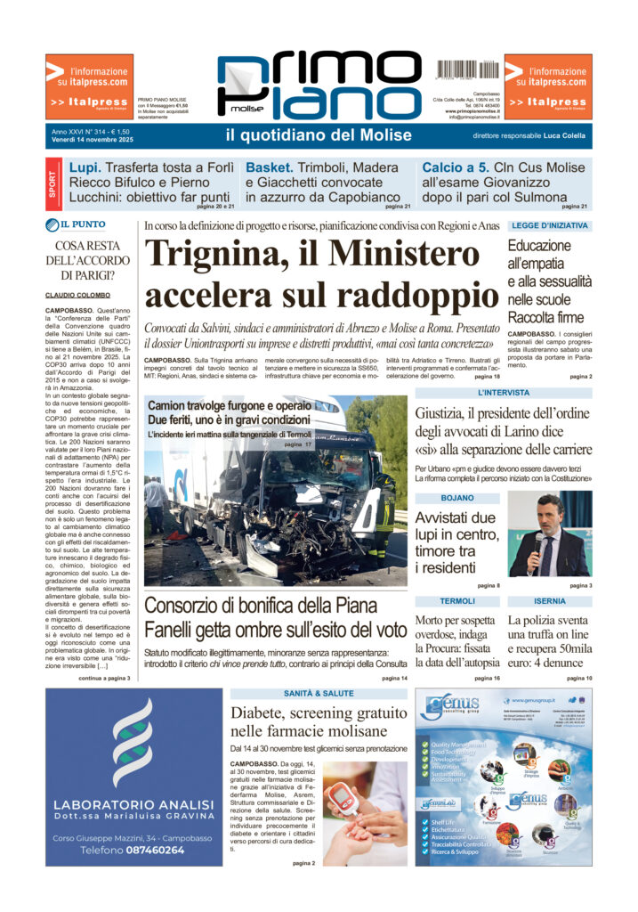 L’edizione completa di Primo Piano Molise del 14 novembre